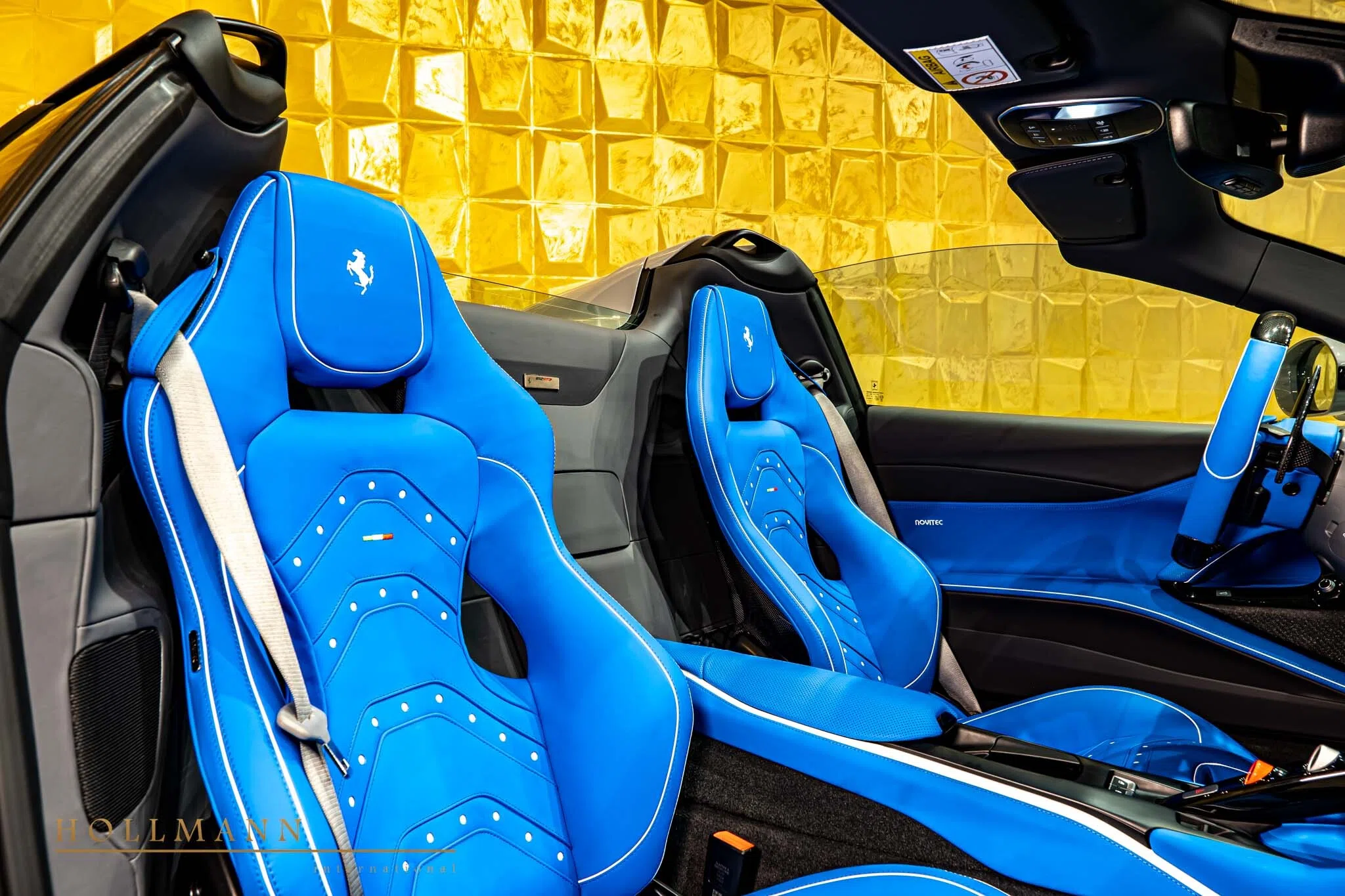 2024 Ferrari 812 GTS N-Largo S by NOVITEC interior, seats, NOVITEC Blue Amon