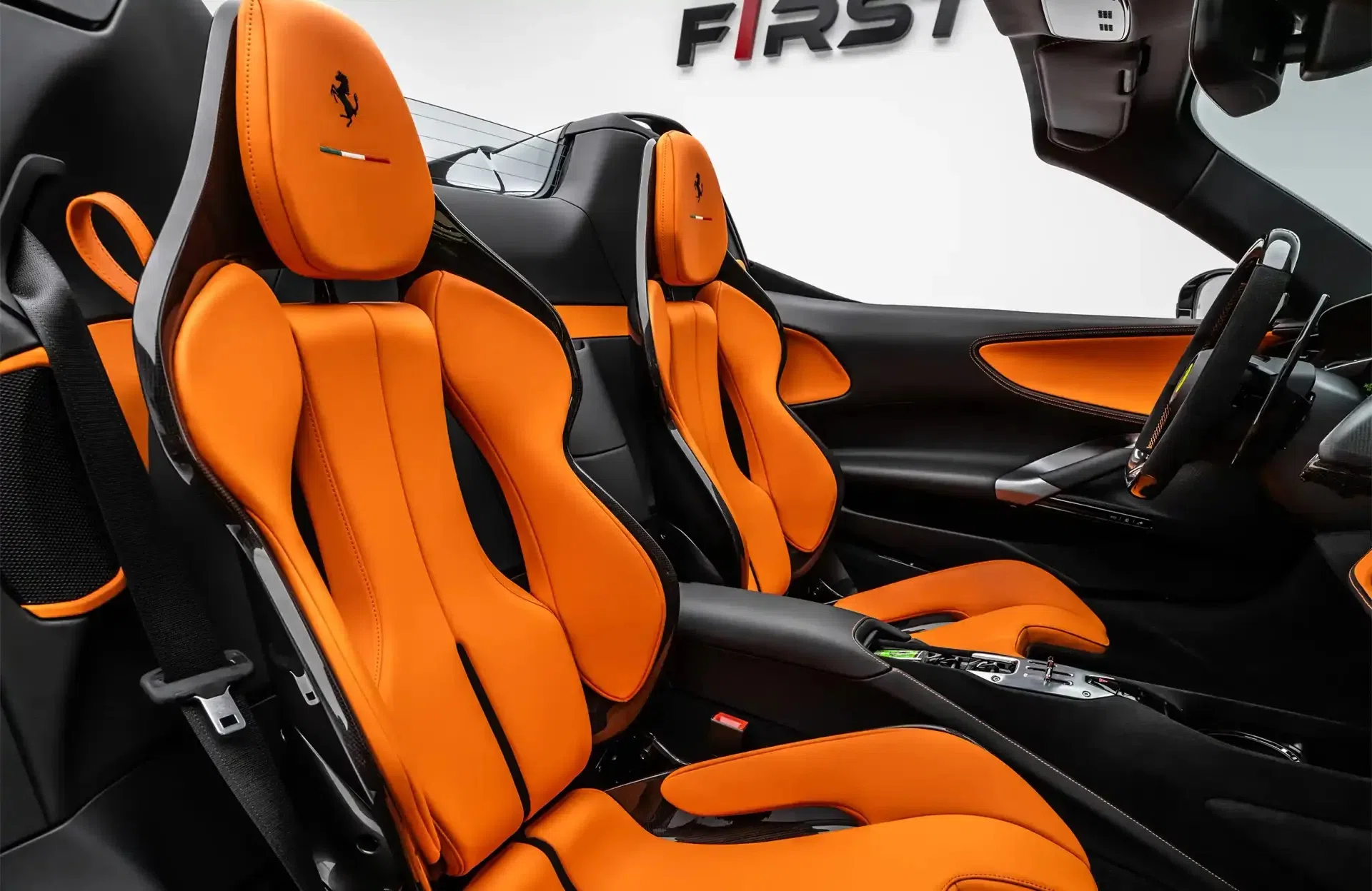 2024 Ferrari SF90 Spider interior, seats, Orange