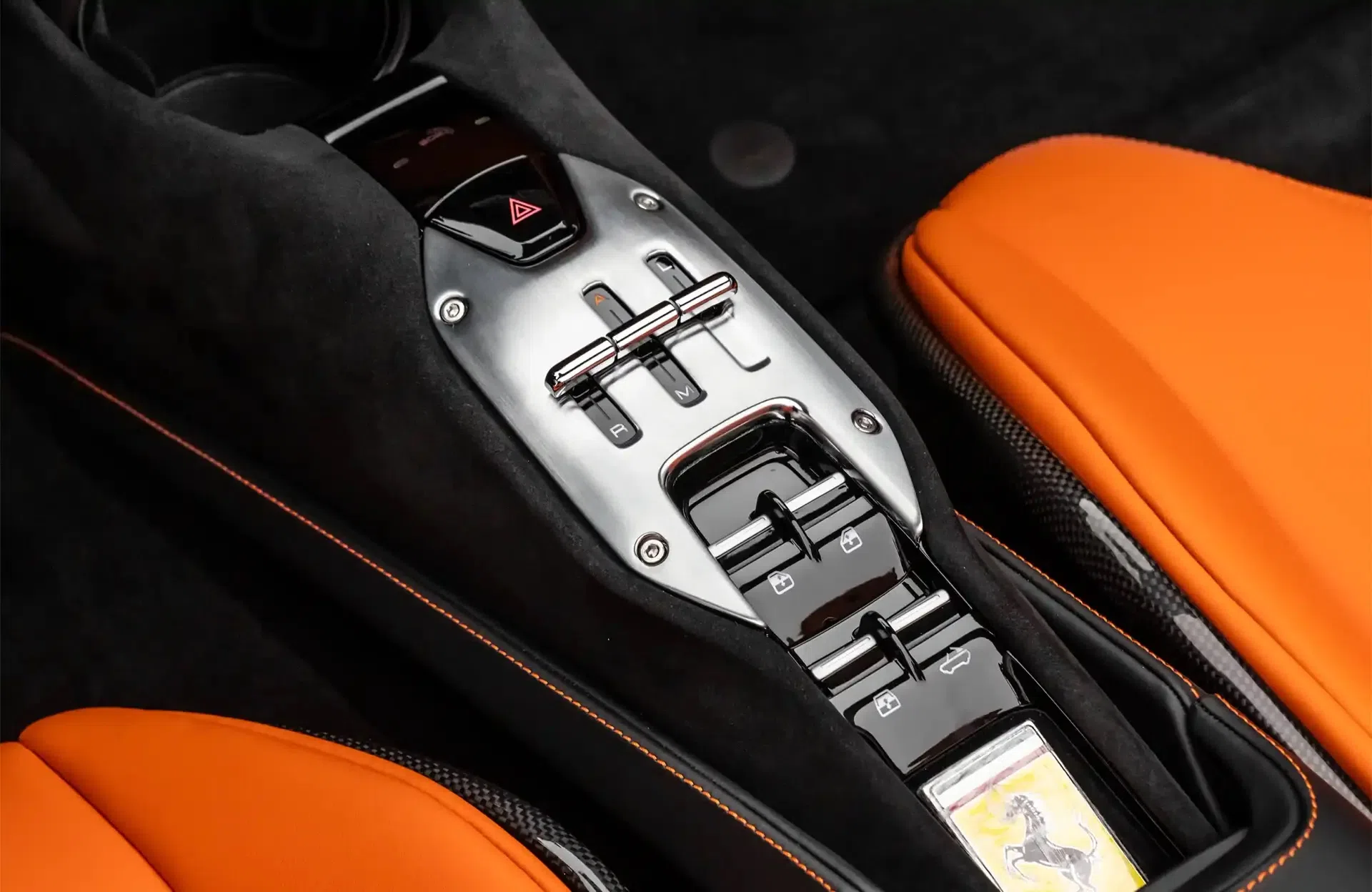 2024 Ferrari SF90 Spider interior, center console, Orange