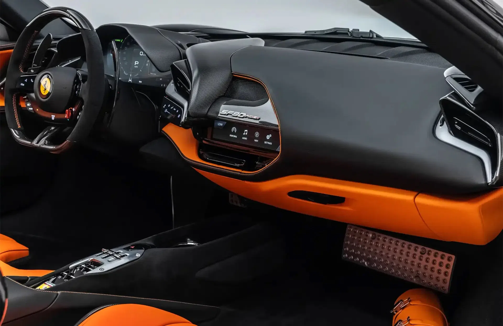 2024 Ferrari SF90 Spider interior, Orange