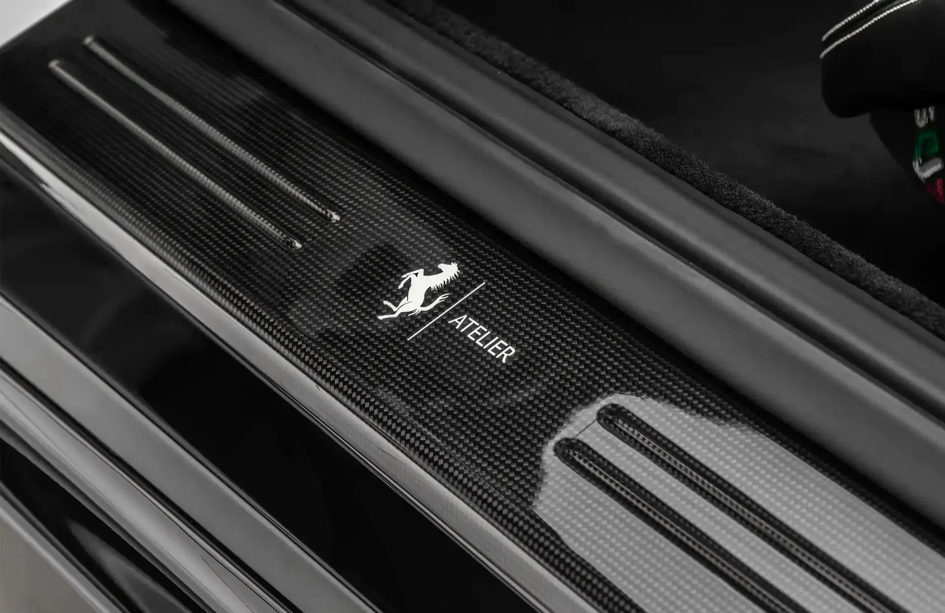 2021 Ferrari 812 GTS Atelier interior, door sill, Black