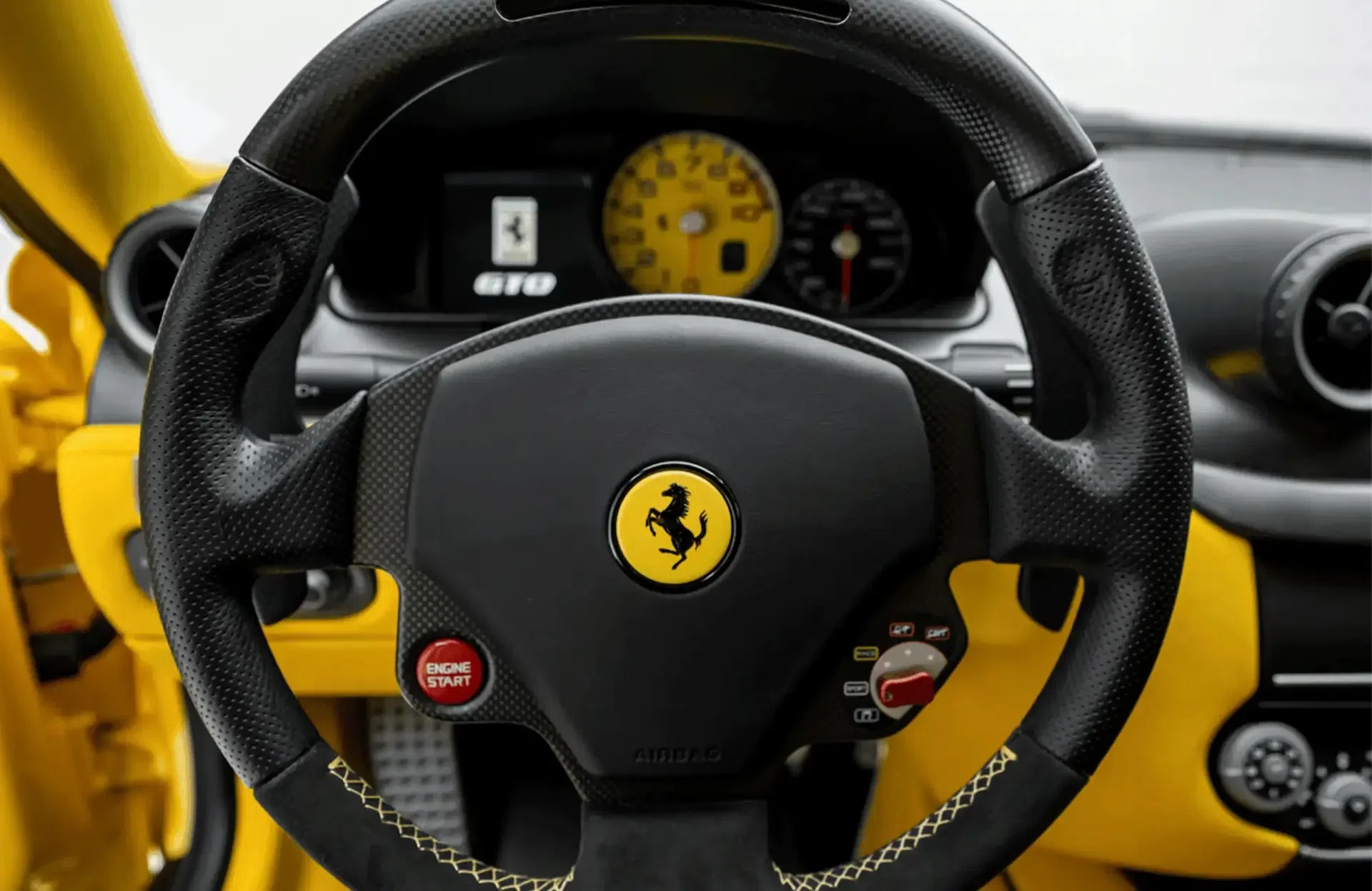 2011 Ferrari 599 GTO interior, steering wheel, Yellow