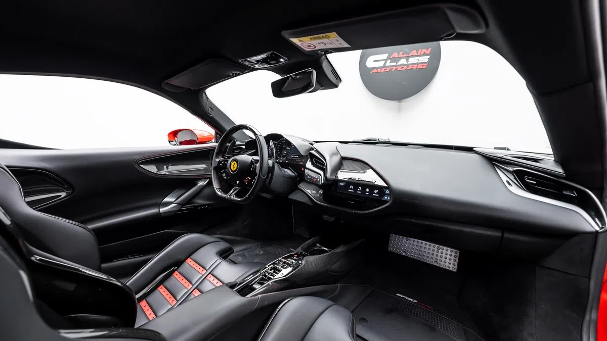 2021 Ferrari SF90 Stradale interior, dashboard, Nero