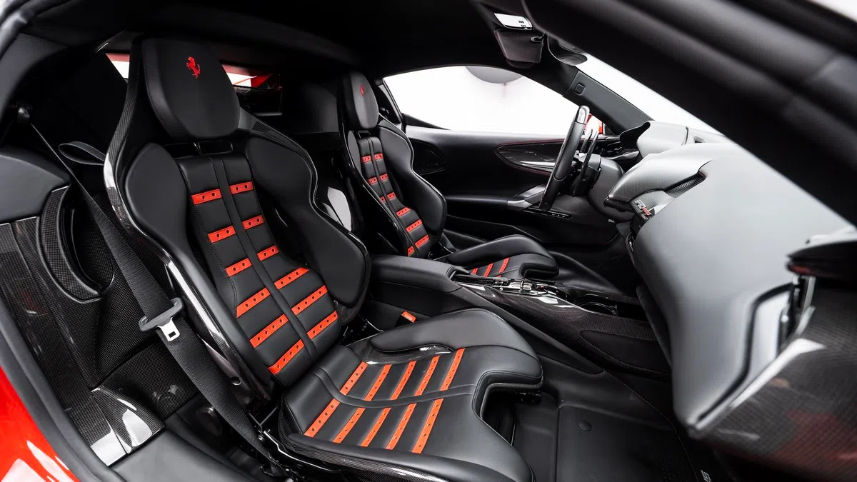 2021 Ferrari SF90 Stradale interior, seats, Nero
