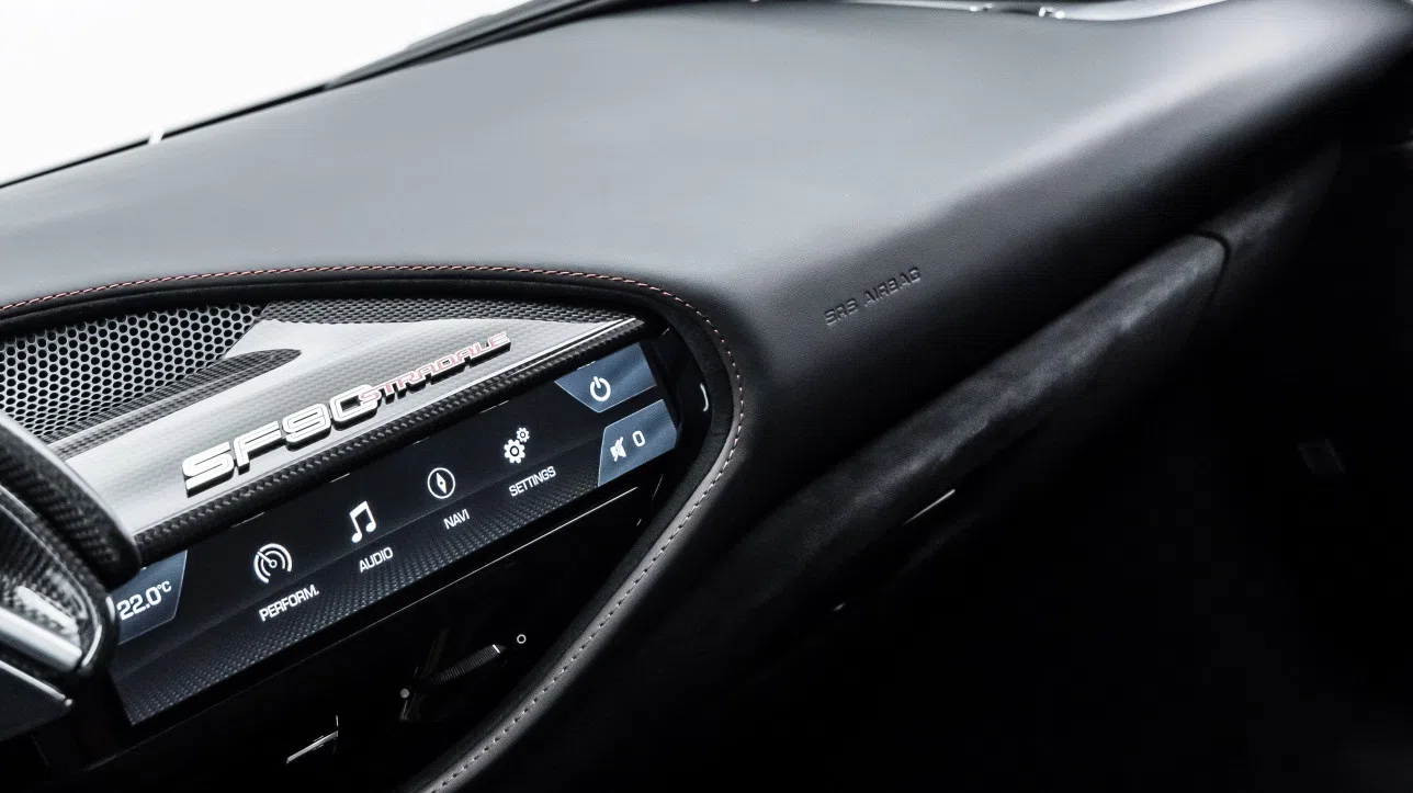 2021 Ferrari SF90 Stradale interior, center console, Nero