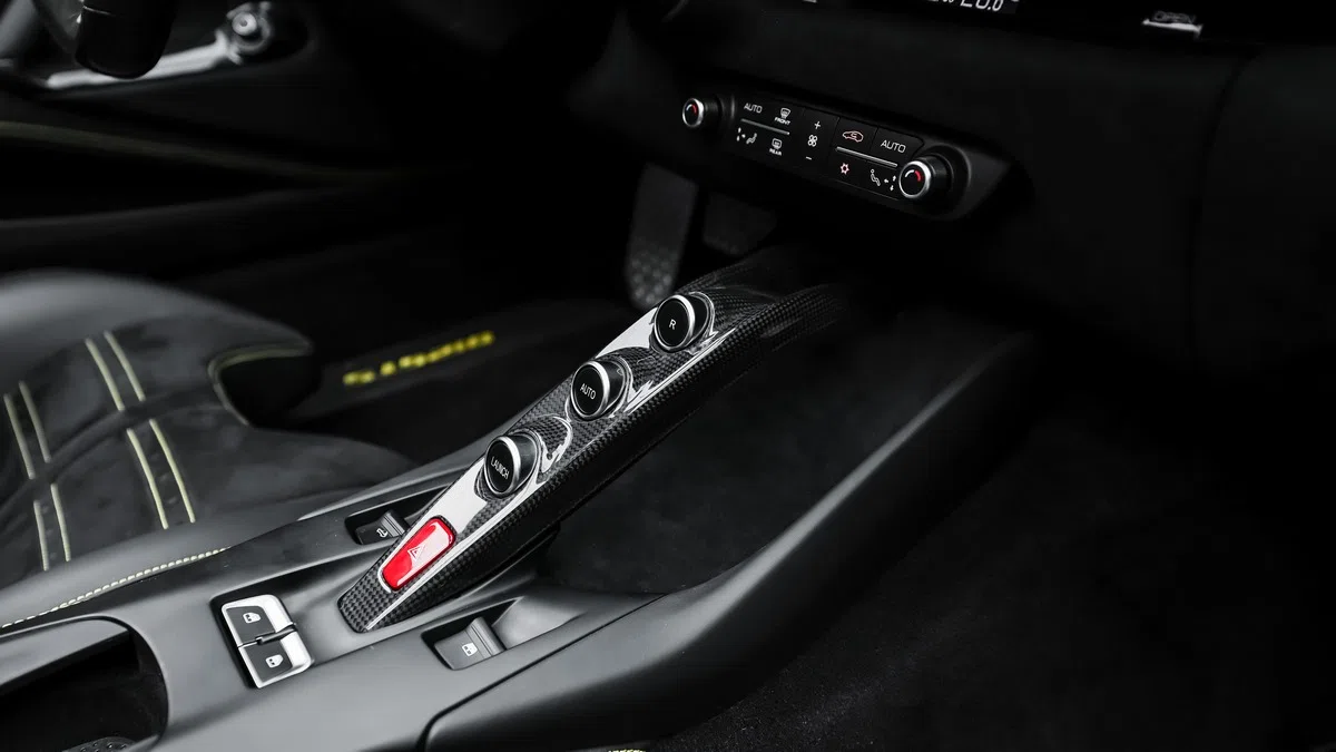 2022 Ferrari 812 GTS interior, center console, Nero | Giallo