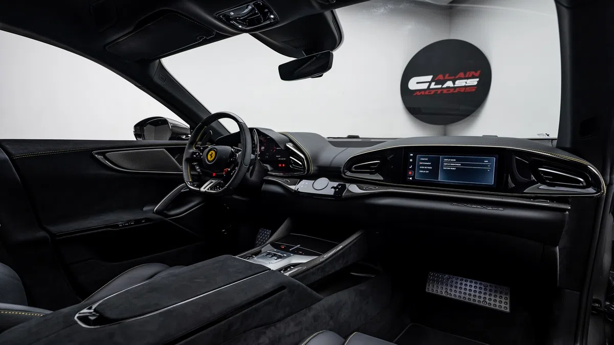 2024 Ferrari Purosangue interior, dashboard, Alcantara Nero