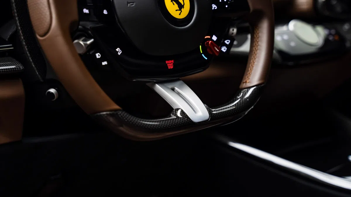 2024 Ferrari Purosangue interior, steering wheel, Brown