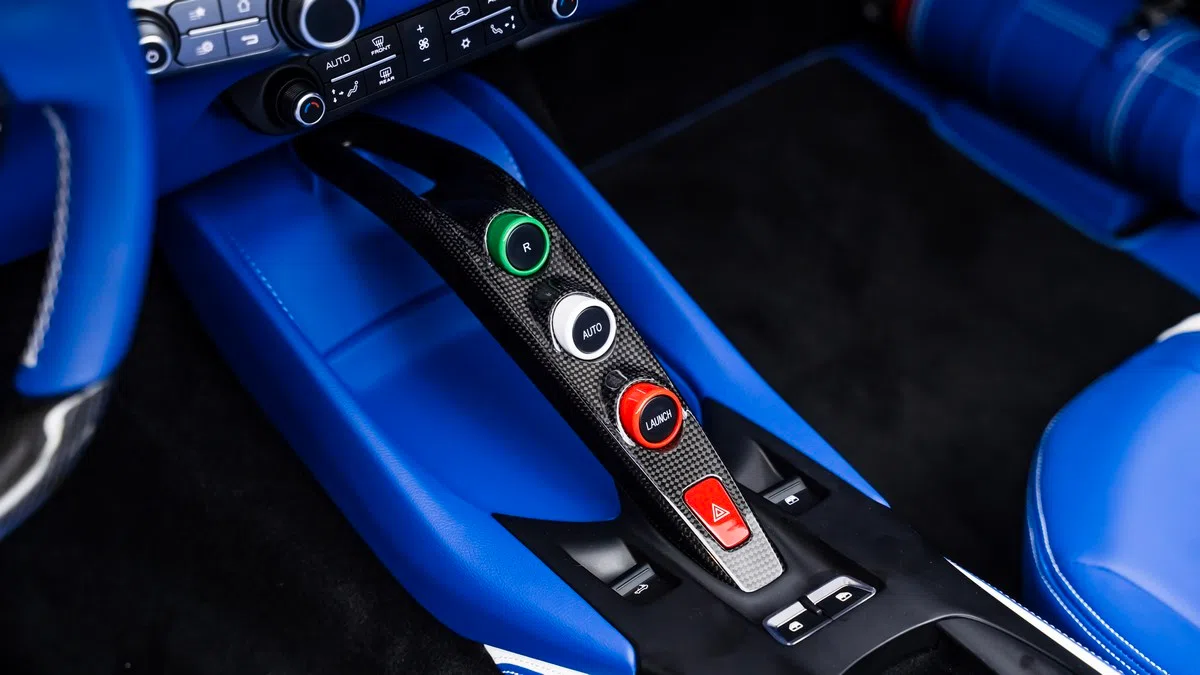 2023 Ferrari 812 GTS interior, center console, Blue | Black