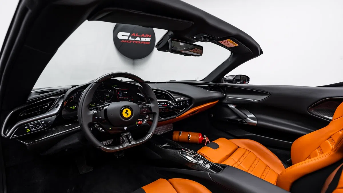 2024 Ferrari SF90 Spider interior, dashboard, Brown