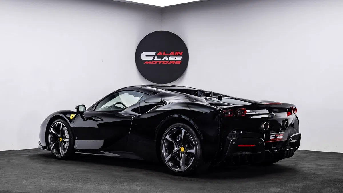 2024 Ferrari SF90 Spider, side profile, Nero Opaco