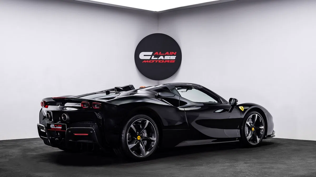 2024 Ferrari SF90 Spider, side profile, Nero Opaco