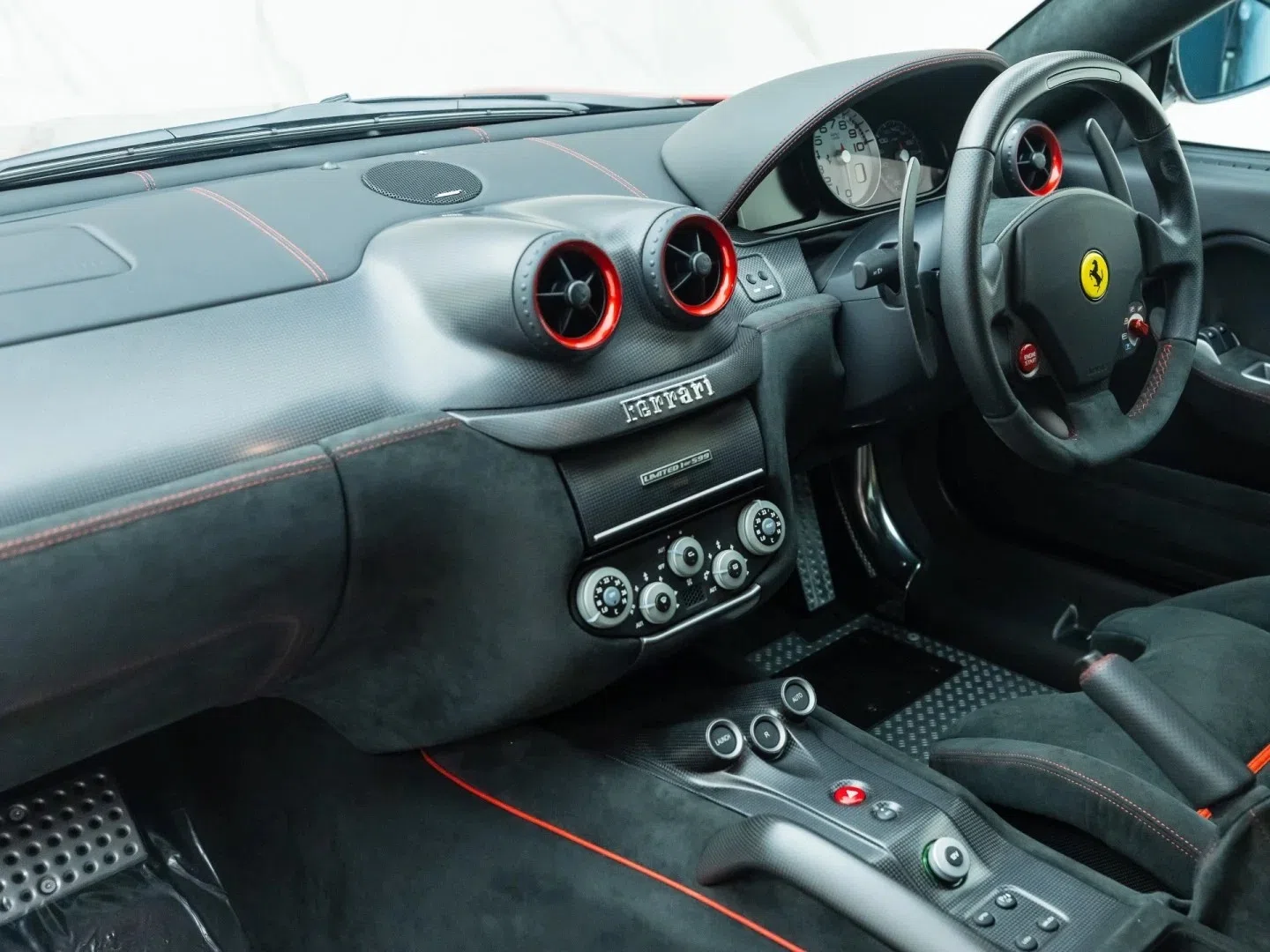 2011 Ferrari 599 GTO interior, dashboard, Nero Alcantara