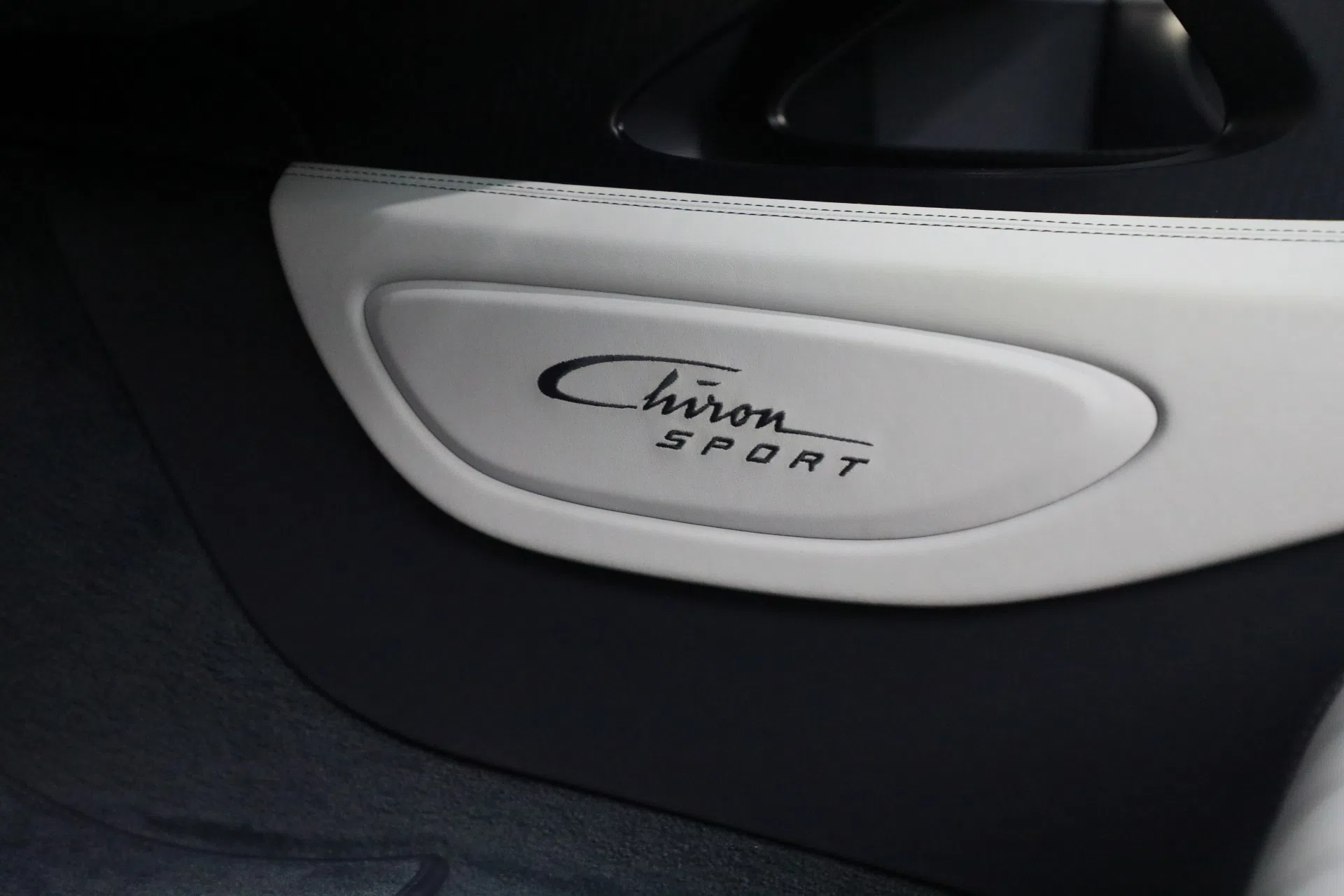 2020 Bugatti Chiron Sport interior, door sill, Argent & Blue Royal Carbon Fiber