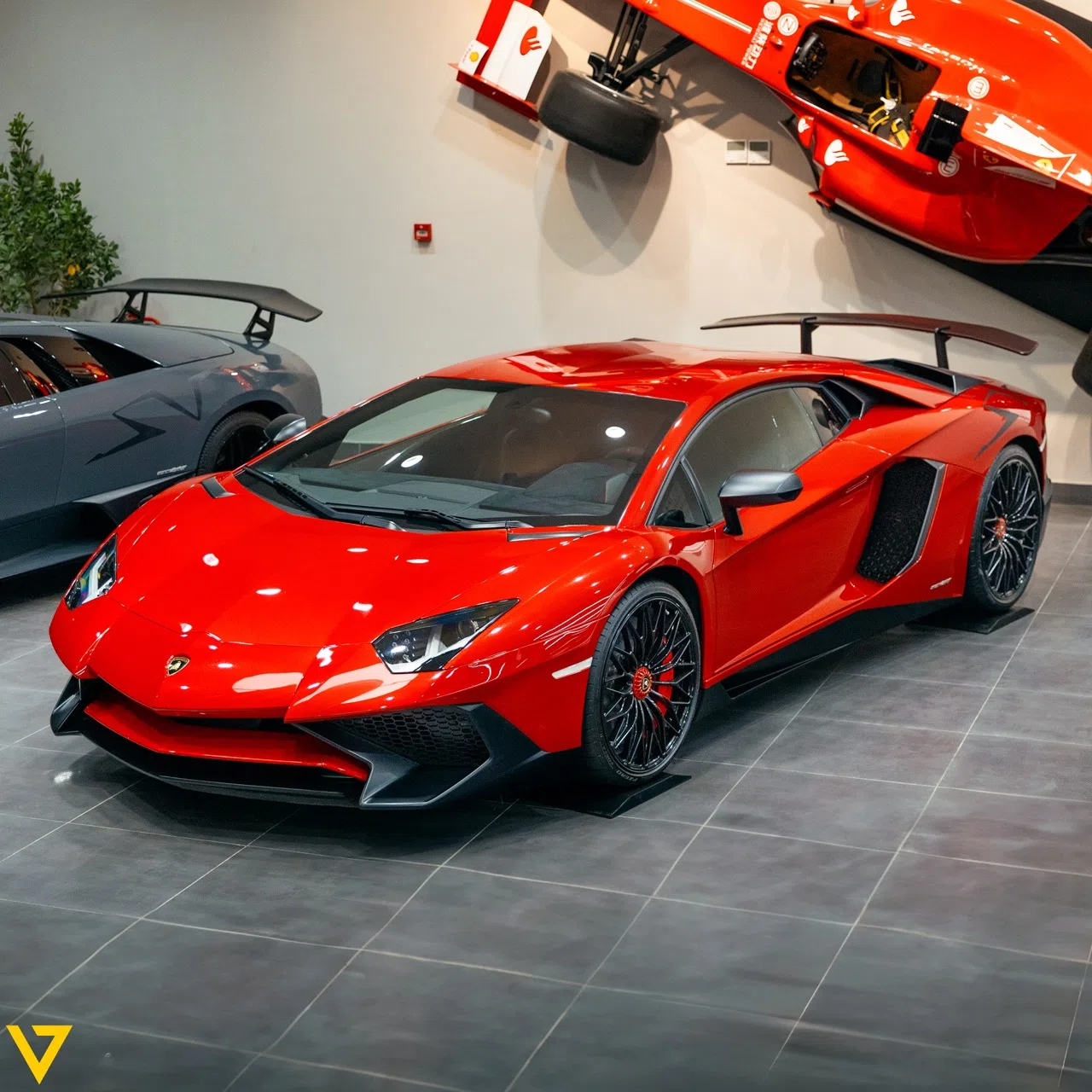 2016 Lamborghini Aventador SV for sale, front three-quarter view, Rosso Bia