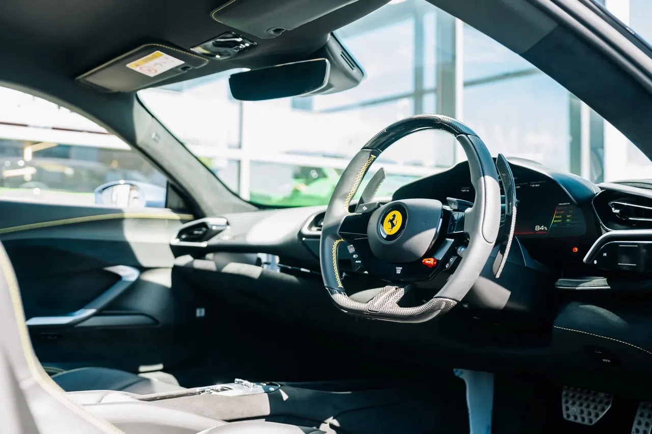 2023 Ferrari 296 GTB interior, Nero Hide
