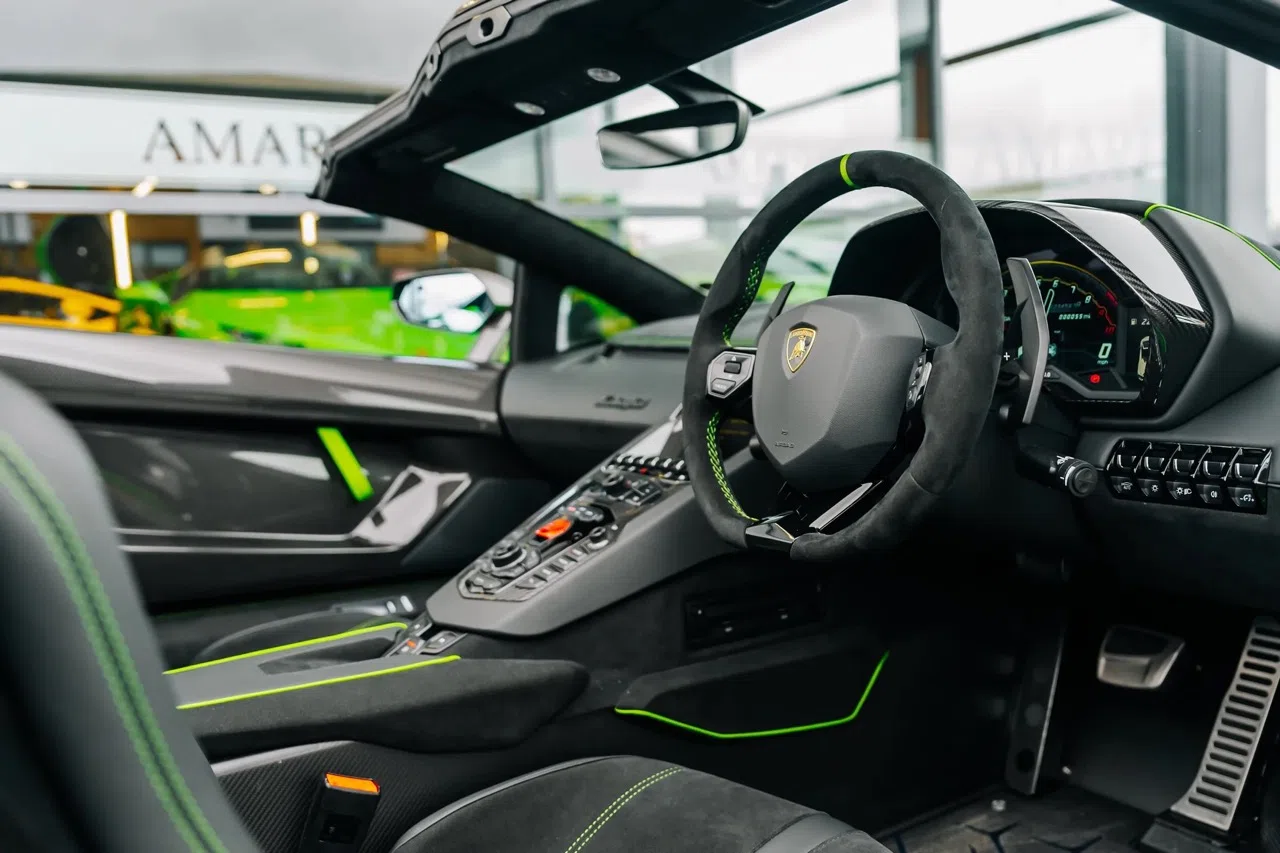 2022 Lamborghini Aventador SVJ LP 770-4 interior, dashboard, Nero Alcantara