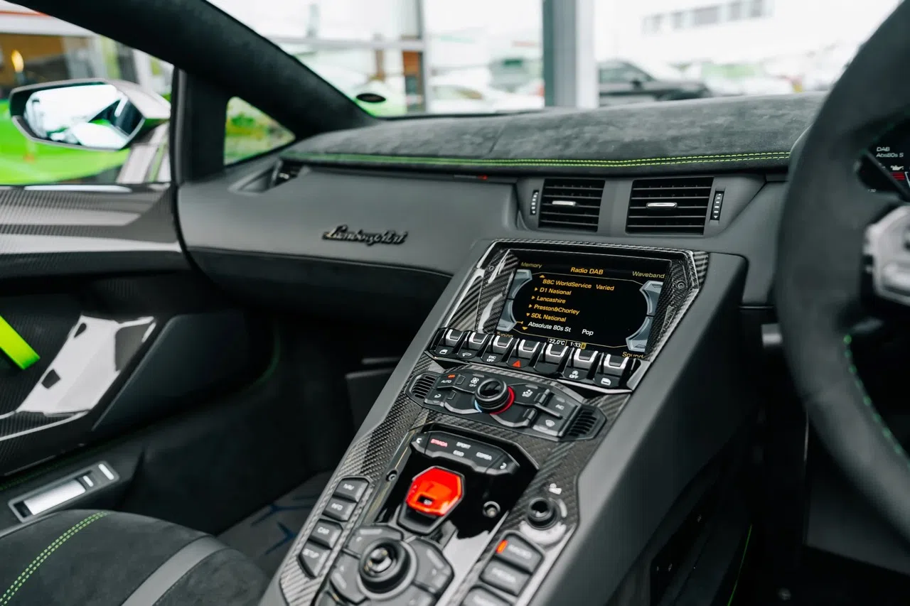 2022 Lamborghini Aventador SVJ LP 770-4 interior, dashboard, Nero Alcantara
