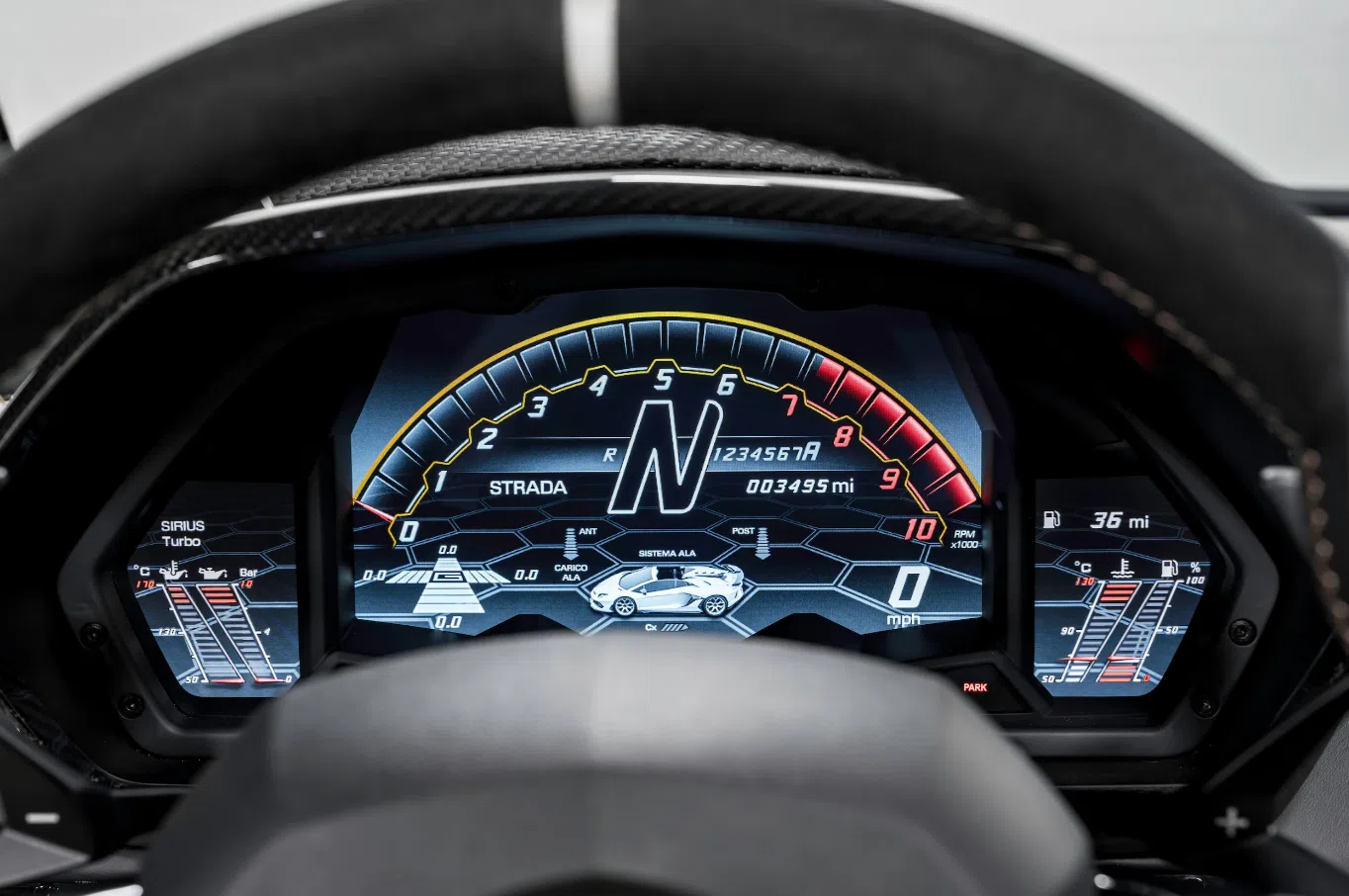 2020 Lamborghini Aventador SVJ Roadster interior, Nero Cosmus